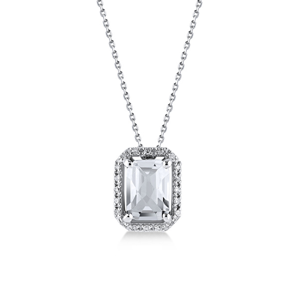 1,00 Karat Pırlanta Topaz Kolye Ddiamond