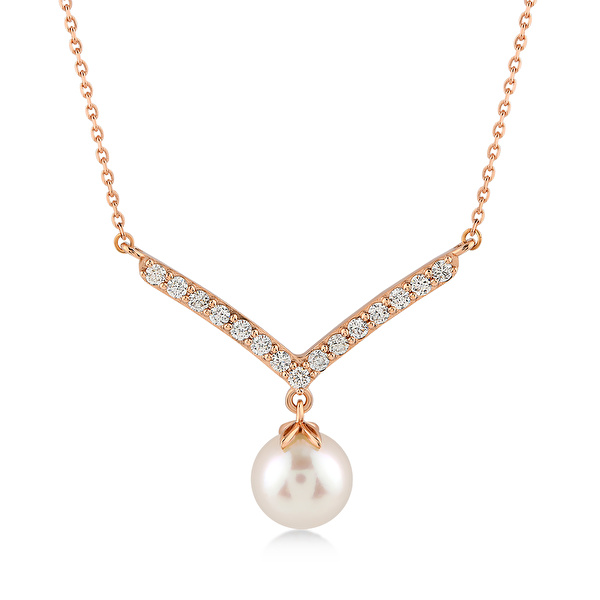 1,10 Karat Tasarım Pırlanta İnci Kolye Ddiamond