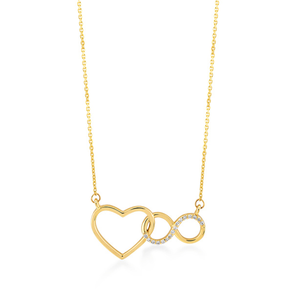 Pırlanta Altın Kalp Sonsuzluk Kolye