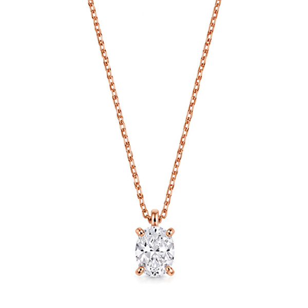 0,50 Karat Pırlanta Tektaş Oval Kolye Ddiamond