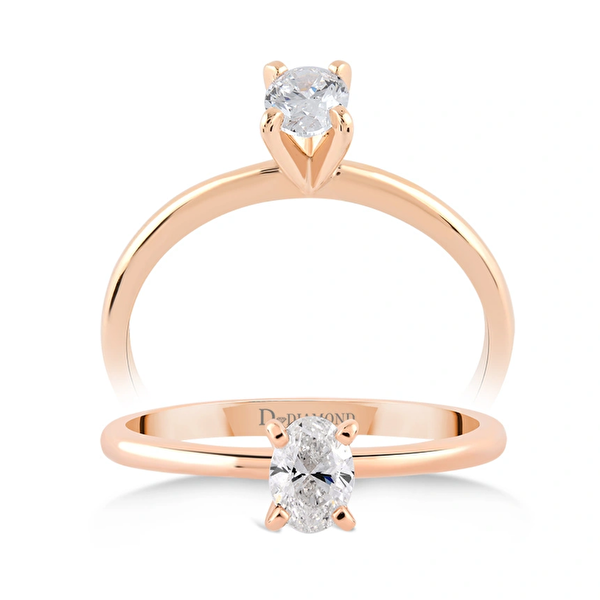 0,45 Karat Oval Tektaş Pırlanta Yüzük Ddiamond