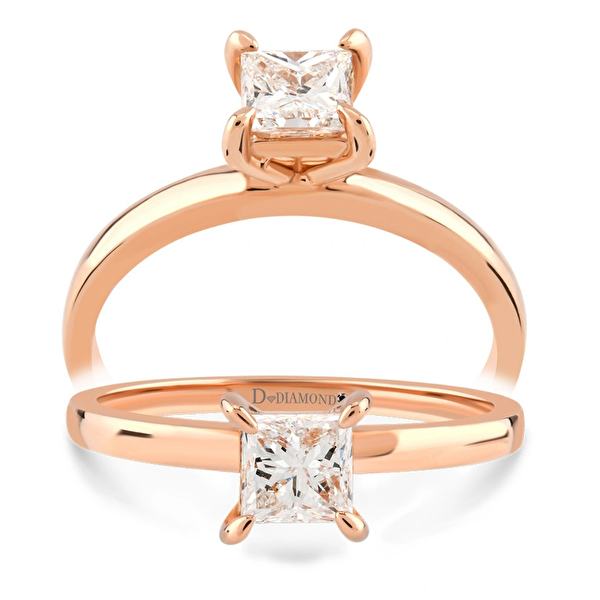 0,33 Karat Prenses Kare Tektaş Pırlanta Yüzük Ddiamond