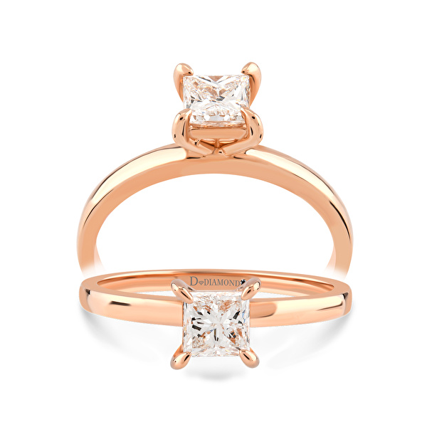 0,20 Karat Prenses Kare Tektaş Pırlanta Yüzük Ddiamond