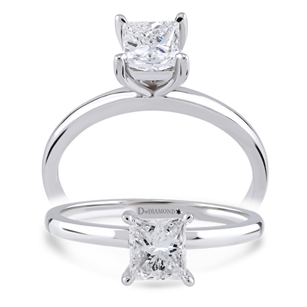 0,70 Karat Prenses Kare Tektaş Pırlanta Yüzük Ddiamond