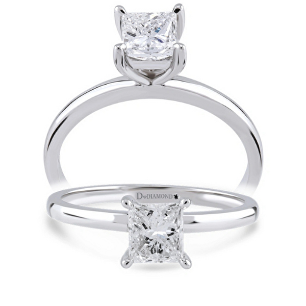 0,70 Karat Prenses Kare Tektaş Pırlanta Yüzük Ddiamond