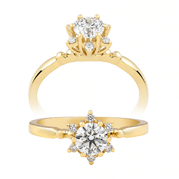 0,55 Karat Lotus Vintage Tektaş Pırlanta Yüzük Ddiamond