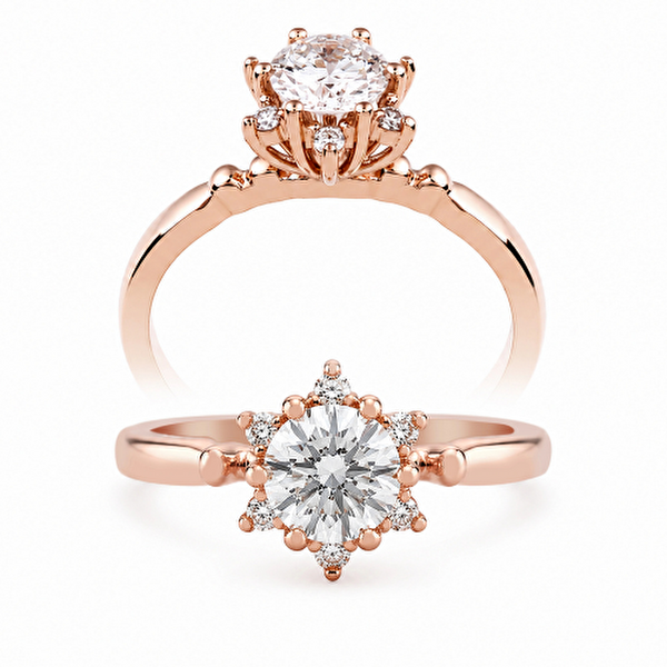 0,55 Karat Lotus Vintage Tektaş Pırlanta Yüzük Ddiamond