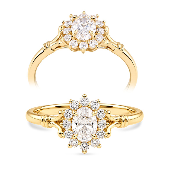 0,58 Karat Oval Vintage Tektaş Pırlanta Yüzük Ddiamond