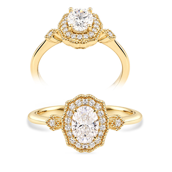 0,58 Karat Oval Vintage Tektaş Pırlanta Yüzük Ddiamond