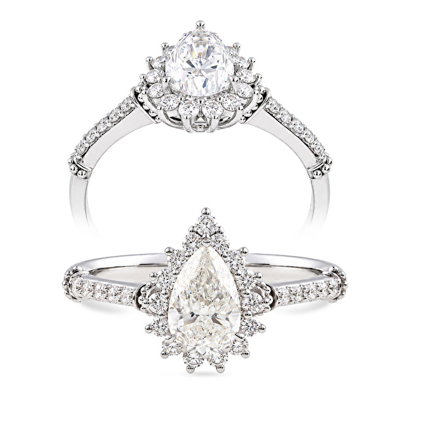 0,95 Karat Damla Vintage Tektaş Pırlanta Yüzük Ddiamond