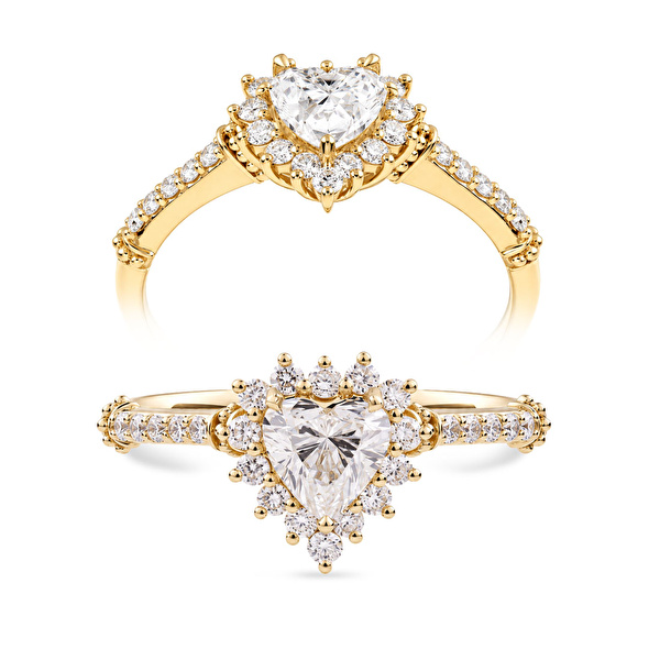 0,80 Karat Kalp Vintage Tektaş Pırlanta Yüzük Ddiamond