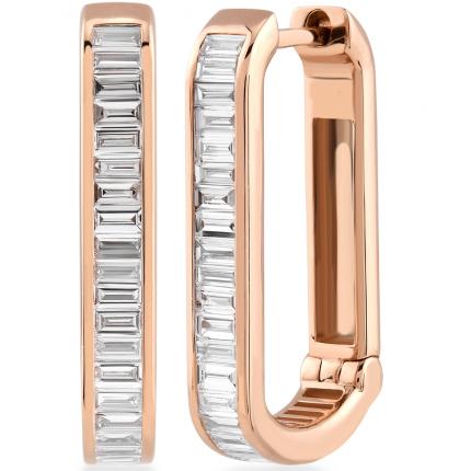 1,00 Karat Pırlanta Baget Tasarım Küpe