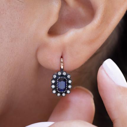 1,35 Karat Elmas Safir Küpe