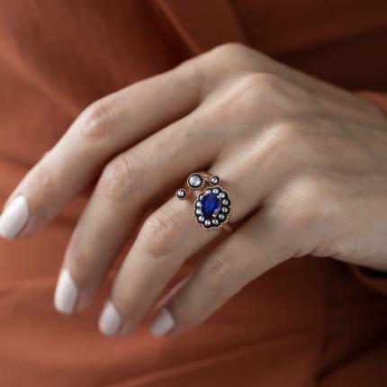 1,48 Karat Elmas Safir Yüzük