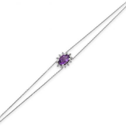0,35 Karat Karat Pırlanta Ametist Bileklik