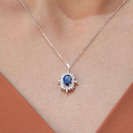 1,39 Karat Pırlanta Safir Kolye