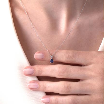 0,25 Karat Pırlanta Safir Kolye