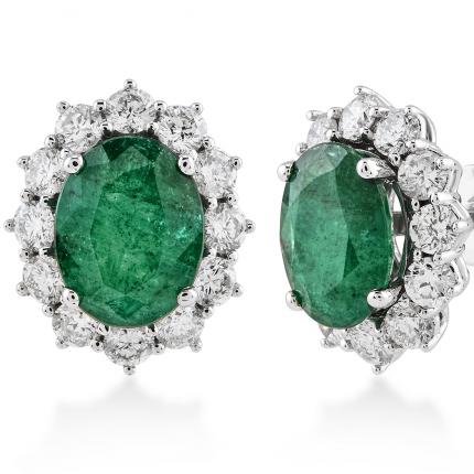 4.63 Karat Pırlanta Zümrüt Küpe