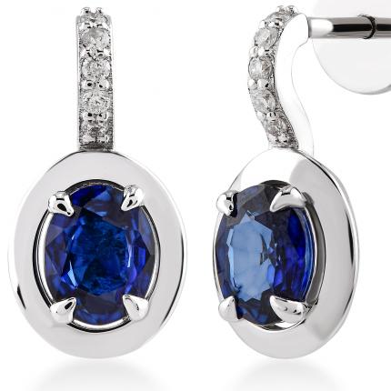 0,12 Karat Pırlanta Safir Küpe