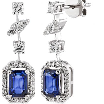 1,90 Karat Pırlanta Safir Küpe
