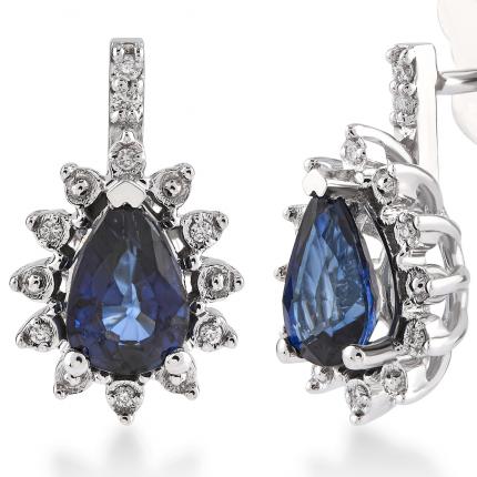 0,99 Karat Pırlanta Safir Küpe