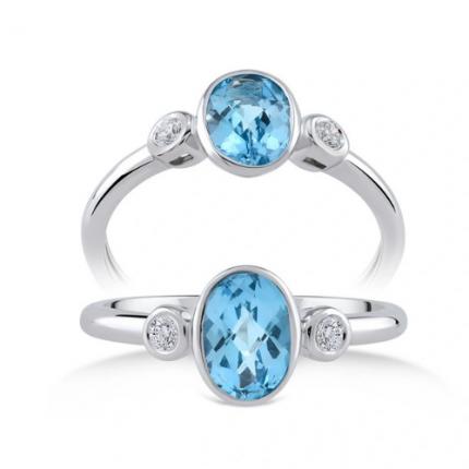 0,93 Karat Pırlanta Blue Topaz Yüzük