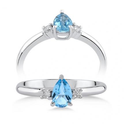 0,46 Karat Pırlanta Blue Topaz Yüzük