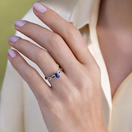 0,30 Karat Pırlanta Safir Yüzük