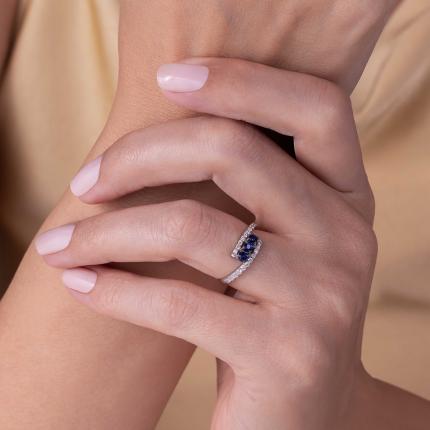 0,62 Karat Pırlanta Safir Yüzük