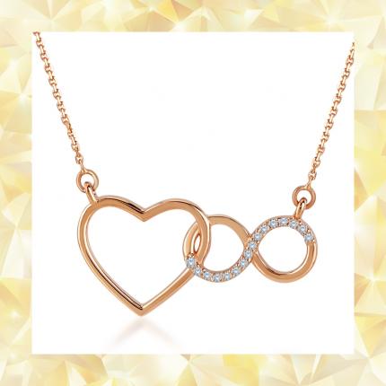 Pırlanta Altın Kalp Sonsuzluk Kolye