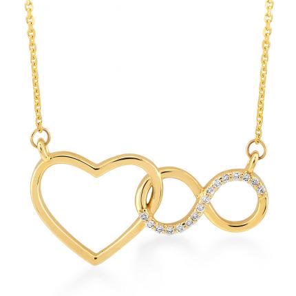 Pırlanta Altın Kalp Sonsuzluk Kolye