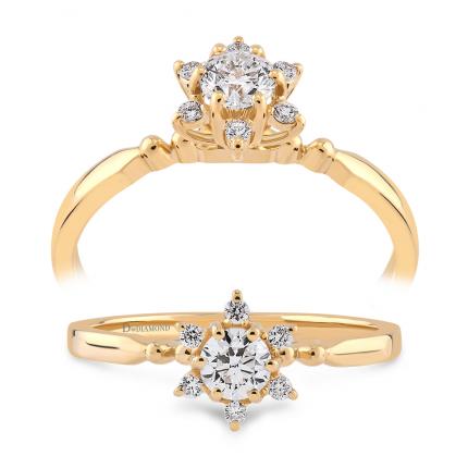0,25 Karat Lotus Vintage Tektaş Pırlanta Yüzük